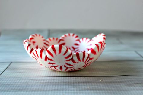 I created these oh so adorable DIY Peppermint Candy Bowls made from, you guessed it, peppermint candy! Peppermint Bowl, Peppermint Candy Bowl, Spinach Salads, Funky Food, Sweets Ideas, Princess Pinky Girl, Pinky Girl, Holiday Sweets, Christmas Foods