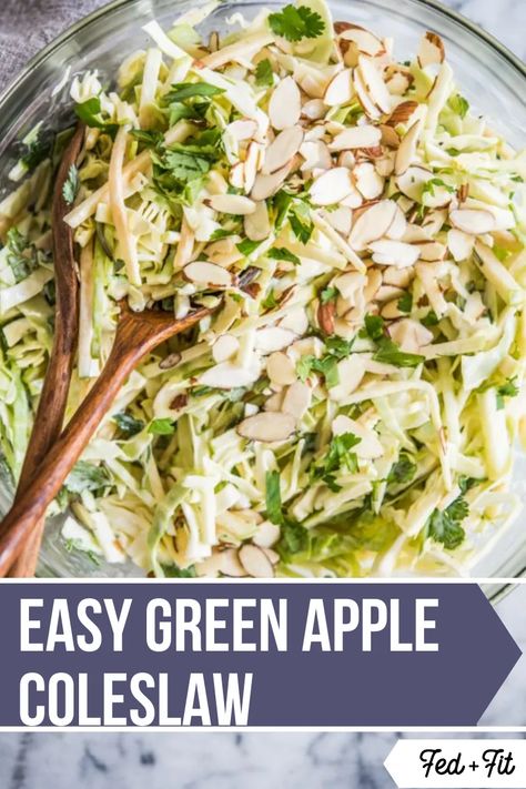 Apple Coleslaw Recipe, Cabbage Coleslaw, Apple Coleslaw, Fed And Fit, Paleo Side Dishes, Cilantro Lime Sauce, Apple Slaw, Shredded Brussel Sprouts, Slaw Recipes