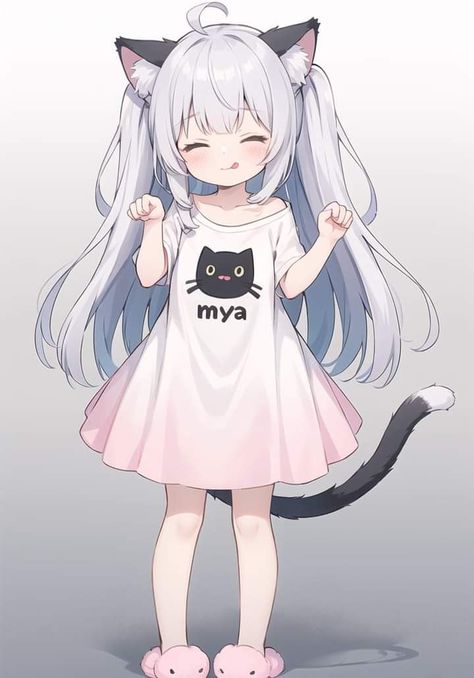 Chibi Cat, Chibi Anime Kawaii, Neko Cat, Anime Child, Anime Baby, Anime Girlxgirl, Cute Chibi, Cute Anime Pics, Cat Girl