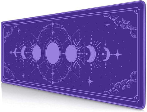 Kawaii Purple Large Gaming Mouse Pad, Moon Phase Magic Celestial Desk Mat Cute, Nonslip Laptop Desk Accessories, 31.5x11.8 in Purple Celestial Aesthetic, Desk Mat Aesthetic, Kawaii Purple, Purple Desk, Purple Office, Office Aesthetic, Desk Inspo, Laptop Desk, Gaming Mouse Pad