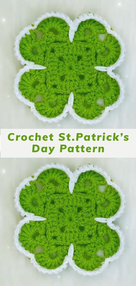 Shamrock Coasters Crochet, Saint Patricks Day Crochet Patterns, Crochet Shamrock Coaster Free Pattern, St Patrick's Day Crochet, St Patrick’s Crochet, St Patrick Crochet Patterns Free, St Patrick’s Day Crochet Patterns, St Patricks Day Crochet Ideas, Shamrock Crochet Pattern Free