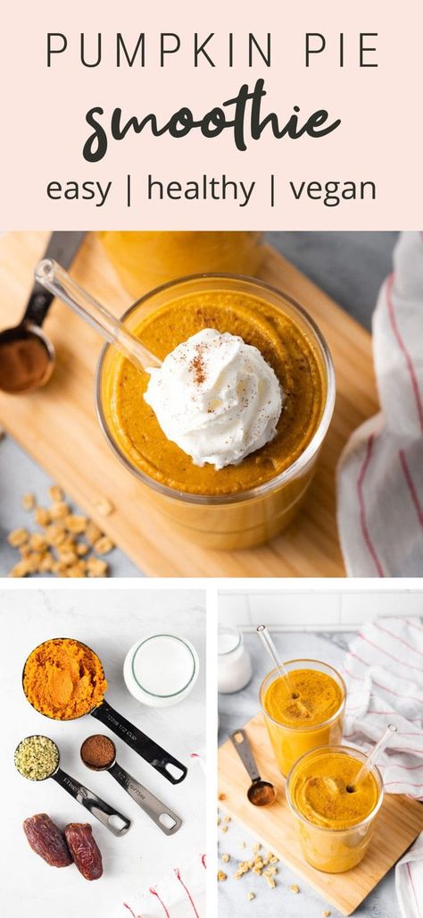 This creamy healthy pumpkin pie smoothie requires only six ingredients (no banana!) and tastes like liquid pumpkin pie. It’s vegan, gluten-free and surprisingly healthy! #smoothie #pumpkin #pumpkinpie #vegan #snack #healthy #breakfast #eatingbirdfood Smoothie Pumpkin, Thanksgiving Pumpkin Recipes, Healthy Breakfast Menu, Healthy Pumpkin Pie, Gluten Free Pumpkin Pie, Healthy Pumpkin Pies, Pumpkin Recipes Healthy, Healthy Thanksgiving Recipes, Pumpkin Pie Smoothie