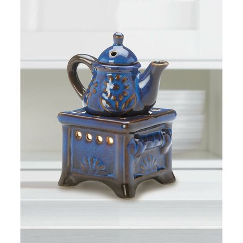 Zingz & Thingz Teapot Stove Oil Warmer & Reviews | Wayfair Teapot Candle, Blue Teapot, Scented Oil, Oil Warmer, Blue Porcelain, Porcelain Teapot, Oil Candles, Tealight Candle, Tea Light Candles