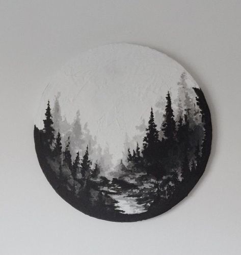 Tattoos Mandala, Circle Tattoos, Forest Tattoos, Landscape Tattoo, Mountain Tattoo, Simple Acrylic Paintings, Nature Tattoos, S K, Cool Paintings