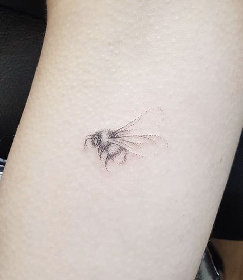 Honey Bee Tattoo Minimalist, Bee Dandelion Tattoo, Small Bumblebee Tattoo, Minimalist Bee Tattoo, Little Bee Tattoo, Tiny Bee Tattoo, Tiny Bee Tattoo Simple, Dainty Bee Tattoo, Tattoo Bee