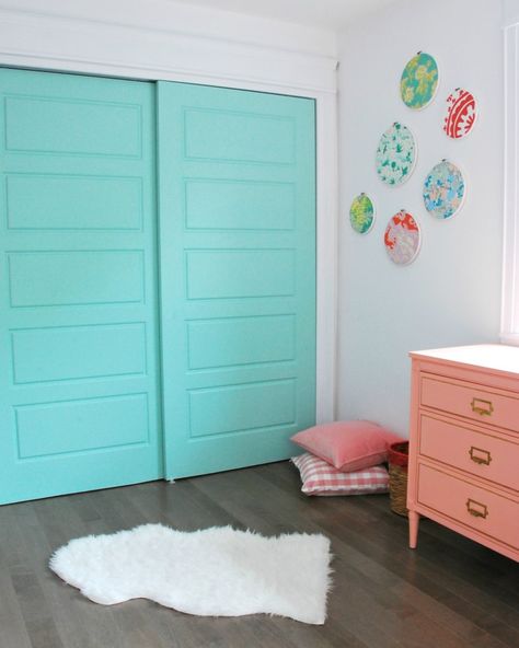 blogger Gemma from THE SWEETEST DIGS takes you on a mid-renovation house tour Closet Door Painting, Circle Things, Empty Bedroom, Painted Closet, Door Painting, Blue Accent Walls, Boys Closet, Big Girl Bedrooms, Toddler Girl Room