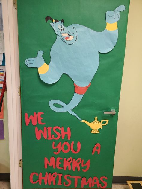 Disney Christmas Hallway Decorations, Christmas Disney Door Decorations, Disney Christmas Door Decor For School, Disney Christmas Classroom, Disney Christmas Classroom Door Ideas, Disney Christmas Door Decorations, Disney Christmas Door, Disney Door Decorations Classroom, Disney Bulletin Boards