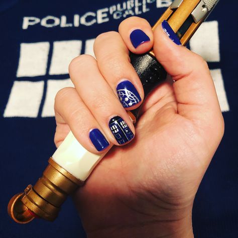 Doctor Who Nails Designs, Doctor Who Nail Art, Dr Who Nails, Doctor Who Nails, Pretty Fingers, Nails Arts, Hippie Nails, Manicure Ideas, Nail Jewelry