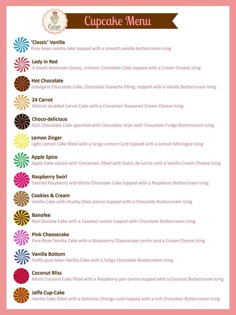 Yummy cupcake flavour ideas Cupcake Flavours, Vanilla Buttercream Icing, Chocolate Ganache Filling, Homemade Cupcakes, Cupcake Flavors, Cookie Flavors, Cream Cheese Icing, Cake Business, Buttercream Icing