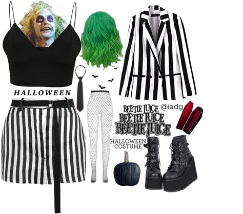 Beetlejuice Outfit Ideas Casual, Beetlejuice Inspired Outfit, Beetlejuice Costume Diy, Beetlejuice Outfits, Beetlejuice Halloween Costume, Juice Movie, Beatle Juice, Halloween Juice, Beetlejuice Costume