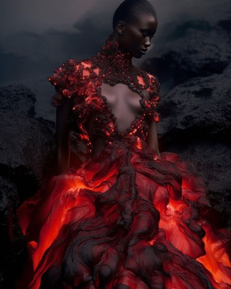 Fire Braids, Orishas Yoruba, Fire Goddess, Afrofuturism Art, Fantasy Aesthetic, Fantasy Dress, Fantasy Clothing, Lighting Ideas, Black Art