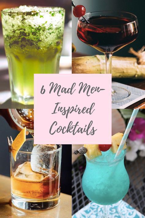 9 Old-School Cocktails That Will Take You Back To The Mad Men Era Old School Cocktails, Mad Men Cocktails, 1960s Cocktails, 1950s Cocktails, Cocktails For Men, Manly Cocktails, Mad Men Party, Cocktail Party Food, Birthday Board