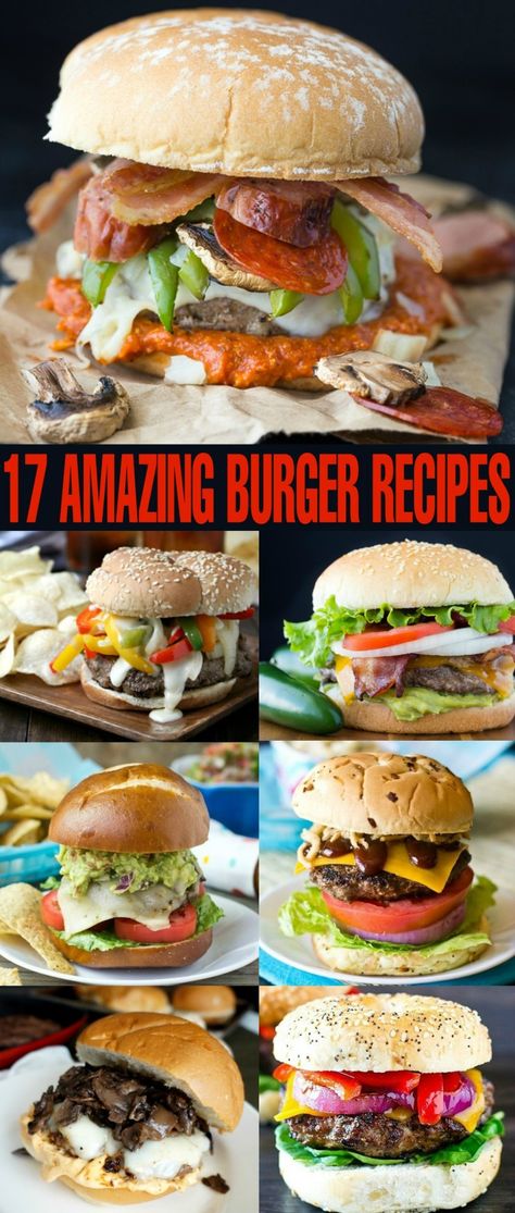 Grill amazing burgers this summer with these flavour-packed hamburgers and mouthwatering toppings. Enjoy a new twist on a favourite summer meal and try one of these amazing burger recipes now! Specialty Hamburgers, Hamburger Toppings Ideas, Kid Organization, Bbq Hamburgers, Guacamole Burger, Hamburger Toppings, Summer Burgers, Gourmet Dishes, Amazing Burger