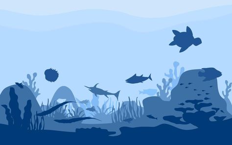 Silhouette Background, Life Illustration, Undersea World, Underwater Life, Coral Reefs, Ocean Animals, Ipad Wallpaper, Coral Reef, Vector Art