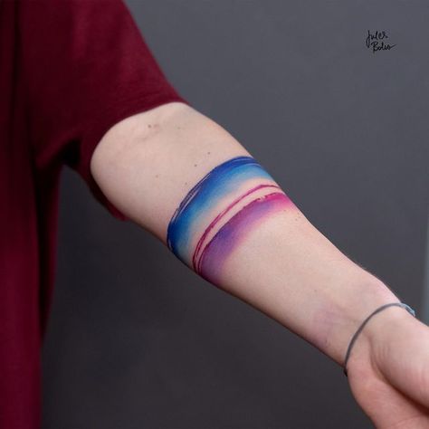 Ombré Tattoo, Watercolor Arm Band Tattoo, Sunset Arm Band Tattoo, Watercolor Band Tattoo, Colorful Armband Tattoo, Watercolor Armband Tattoo, Abstract Armband Tattoo, Stripe Tattoo, Band Tattoos