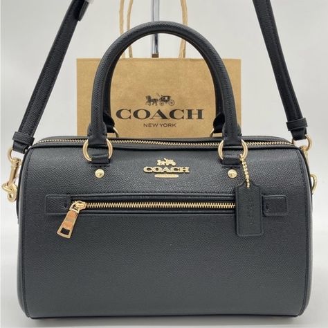 Coach Rowan Satchel Crossbody Bag Black Coach Rowan Satchel, Coach Leather Bag, Black Leather Satchel, Crossbody Bag Black, Base 10, Croc Leather, Leather Satchel Bag, Black Leather Purse, Satchel Tote