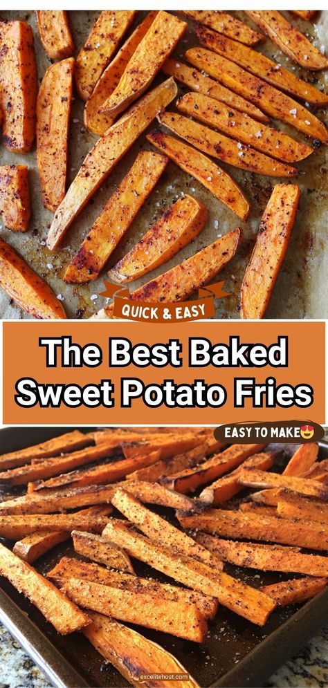 This Baked Sweet Potato Fries recipe is easy to prepare without putting in a lot of time and effort. You can serve potatoes with anything, but I prefer to serve sweet potato fries with baked chicken, pork, prosciutto, ham, avocado dip, or cream. Sweet Potato Fries Recipe, Baked Sweet Potato Fries, Sweet Potato Fries Oven, Oven Fried Sweet Potato Fries, Crispy Oven Sweet Potato Fries, Bake Sweet Potato Fries, Crispy Oven Baked Sweet Potato Fries, Yam Fries Baked, Easy Sweet Potato Fries