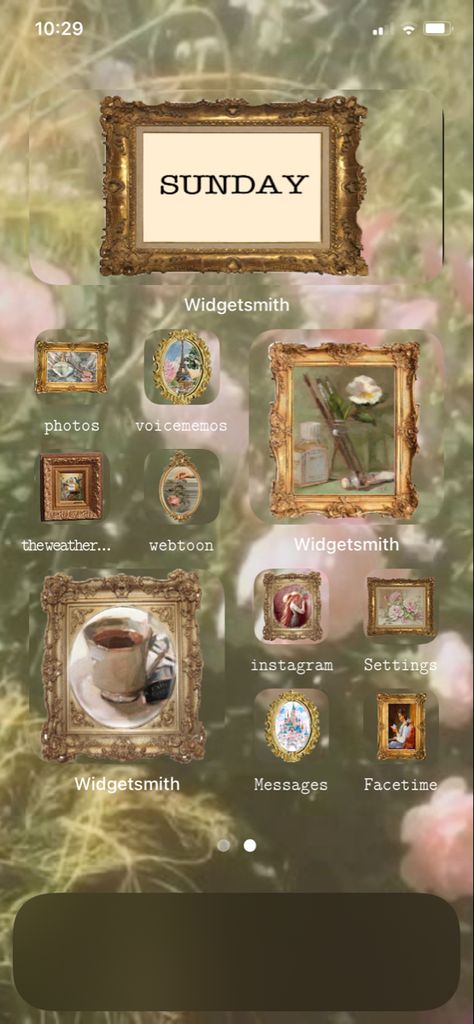 Phone Themes Cottagecore, Phone Wallpaper Theme Ideas, Phone Themes Flowers, Fairycore Phone Theme, Book Phone Theme, Earthy Phone Theme, Cottage Core Phone Theme, Vintage Phone Layout, Cottagecore Iphone Layout