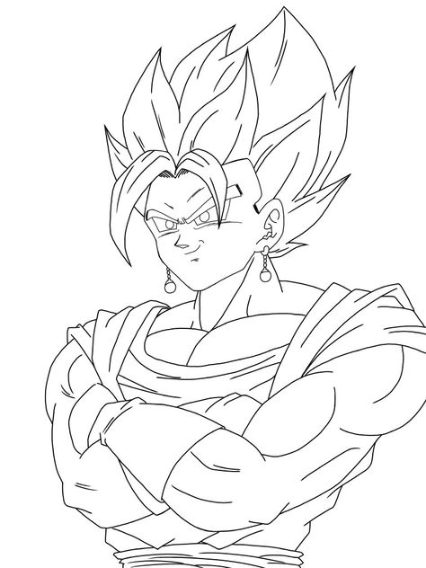 Vegito Black And White, Vegito Drawing, Dragon Ball Black And White, Vegeta Sketch, Manga Vegito, Dragon Ball Drawing, J Dragon, Dbz Drawings, Goku Drawing