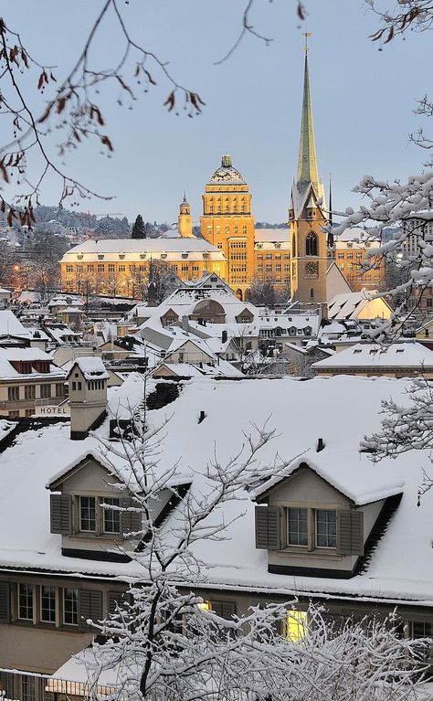 First time I visited Zurich it was in the snow and second was in the summer; it is beautiful in any season. #switzerland #europe #winter Zurich Switzerland, Switzerland Travel, Beaux Villages, Rooftops, Lombok, Best Cities, Places Around The World, Zurich, Winter Scenes