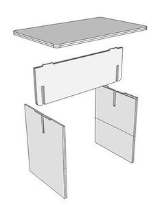 Picture of How the cardboard table fits together Cardboard Table, Cardboard Organizer, Cardboard Recycling, Cardboard Crafts Diy, Cardboard Design, Cnc Furniture, Flat Pack Furniture, Folding Furniture, Tables Diy