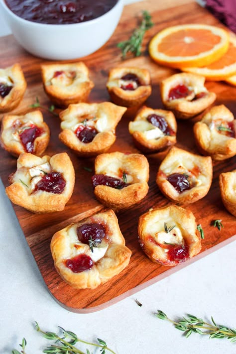 Cranberry Brie Bites for a Holiday Appetizer Cresent Roll Cranberry Brie Bites, Cranberry App, Brie Cranberry Appetizer, Cranberry Appetizer, Cranberry Bites, Cranberry Brie Bites, Creamy Brie, Christmas Office Party, Brie Cranberry