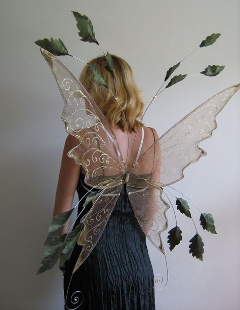 Different Fairy Wings, How To Make An Elf Crown, Woodland Fairy Costumes, Ren Faire Fairy Wings, Handmade Fairy Wings, Adult Fairy Costume Ideas, Fairy Adult Party, How To Make Fairy Wings, Fee Costume