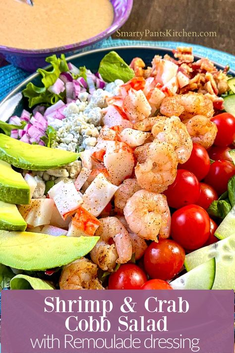 Crab Cobb Salad, Seafood Cobb Salad, Lobster Cobb Salad, Shrimp And Crab Salad, Seafood Salad Recipe, Blue Cheese Vinaigrette, Salad Meals, Veggie Salads, Lettuce Salad Recipes