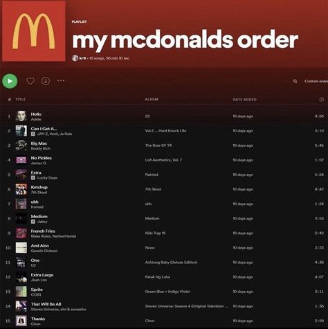 Mcdonalds Order, Spotify Playlist, Not Mine, On Instagram, Instagram