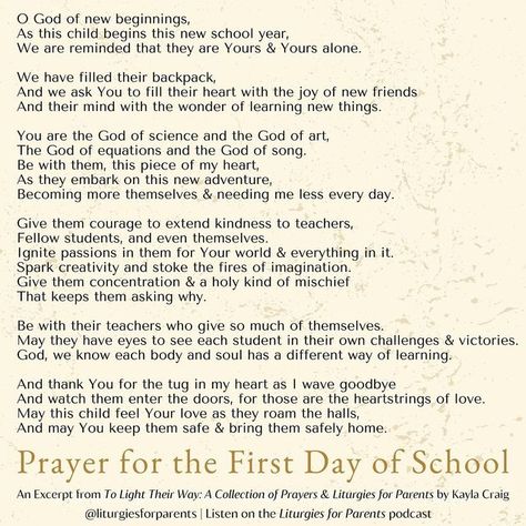 Prayer For Parents, Bible Readings, Prayers For Children, Starting School, Prayer For You, Parenting Books, Christian Parenting, Prayer Book, A Prayer