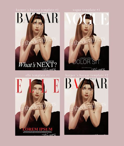 Vogue Magazine Covers Template, Sims Poses, Magazine Cover Template, Sims Stories, Mod Hair, Vogue Magazine Covers, Patreon Logo, Sims 4 Gameplay, Sims 4 Cc Packs