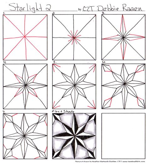 Winter Zentangle, Star Zentangle, Snowflake Zentangle Patterns, Winter Zentangle Ideas, Zentangle Stars Pattern, Detailed Snowflake Drawing, Watercolor Pencil Art, Zentangle Flowers, Y-ful Power Zentangle