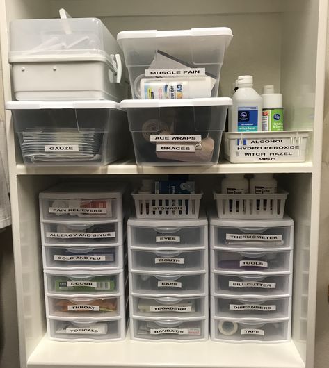 My medicine cabinet finally organized! Diy Medicine, Bathroom Closet Organization, Medicine Cabinet Organization, Medication Organization, Organization Station, Medicine Organization, House Organisation, Medicine Storage, Organization Kitchen