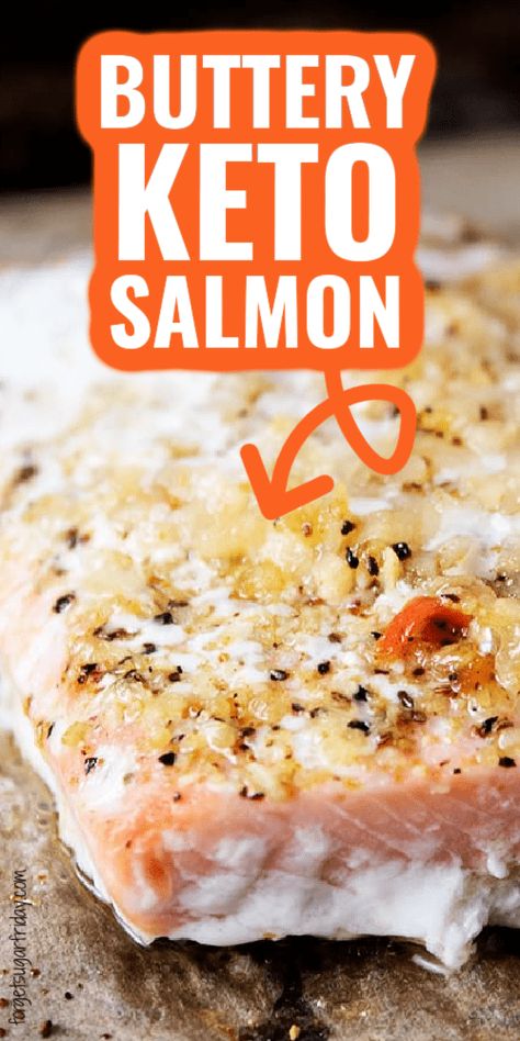 This 4-ingredient Keto Salmon recipe with a delicious lemon pepper-garlic butter sauce is a must-try! Makes an easy keto dinner recipe. Keto Salmon Recipes, Salmon Meals, Bake Salmon, Low Carb Salmon, Salad Keto, Salmon Marinade, Keto Salmon, Recipes List, Alaska Salmon