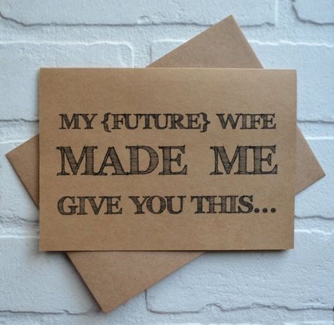 my FUTURE WIFE MADE me will you be my groomsman card funny card kraft bridal party card groomsman pr Groomsman Proposal Funny, Moh Proposal, Bridesmaid Cards Funny, Groomsman Card, Bridal Card, Be My Groomsman, Proposal Wedding, Asking Bridesmaids, Bridesmaid Card