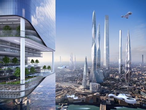 As buildings get taller, your entire living experience might actually take place in a building, according to futurist Ian Pearson, a fellow at the World Academy for Arts and Science. Kota Masa Depan, 3d Printed House, Future Buildings, Sci Fi City, Underwater City, Fantasy City, Futuristic City, Science Fiction Art, Future City