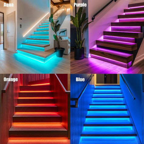 led stair lighting Led Stairs, Stair Lights Indoor, Led Stair Lights, Stair Lights, Stair Lighting, Carpet Stairs, Motion Sensor, Stairs, Motion