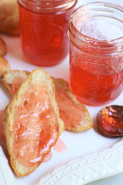 Sparkling Rhubarb Vanilla Bean Jelly - Snowflakes & Coffeecakes Cooking School Rhubarb Vanilla Jam, Rhubarb Wine, Rhubarb Jelly, Rhubarb Juice, Beans Seeds, Wine Jelly, Fruit Butters, Canning 101, Rhubarb Desserts