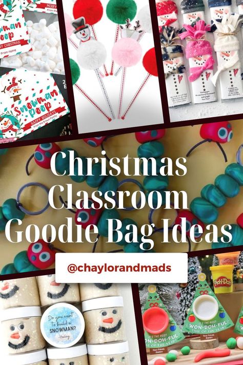 Pre K Class Christmas Gift Ideas, Kids Christmas Bags For School, Christmas Gift Ideas For Kids Classmates, School Christmas Party Goodie Bags, Gift For Classmates Christmas, Class Treat Bags For Christmas, Classroom Christmas Treat Bags, Prek Christmas Goodie Bags, Holiday Gifts For Preschool Students