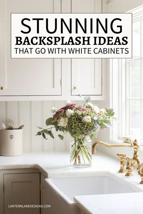 Explore stunning backsplash options perfectly paired with white cabinets for your dream kitchen design! From classic subway tiles to modern mosaic patterns, discover the best backsplashes to elevate your white cabinetry. White Subway Tile Kitchen Backsplash To Ceiling, Backsplash Tile Ideas Farmhouse, Kitchen Backsplash With Subway Tile, Stone Look Backsplash Kitchen, Classic Kitchen Backsplash With White Cabinets, Backsplash With White Cabinets And White Countertops, Kitchen Backsplash To The Ceiling, Cottage Style Backsplash, Backsplash With Off White Cabinets