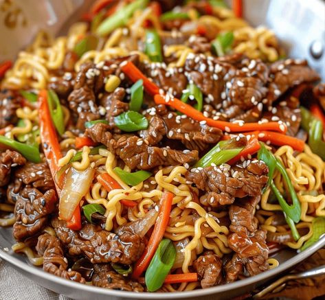 Mongolian Beef Ramen Stir-Fry - Grandma's Simple Recipes Mongolian Beef Stir Fry With Ramen, Ramen Noodle Recipes Steak, Mongolian Beef Recipe Noodles, Ramen Stir Fry Recipes, Mongolian Beef Stir Fry, Mongolian Beef Ramen, Healthy Ramen Noodle Recipes, Crockpot Mongolian Beef, Ramen Ideas