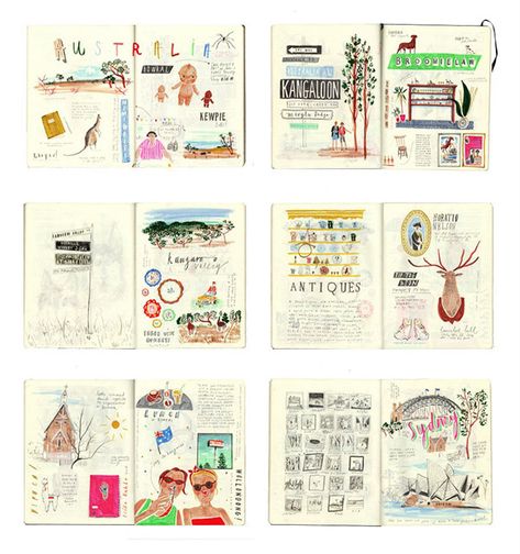 SKETCHBOOK on Behance Nina Cosford Sketchbooks, Nina Cosford, Books Collage, Zine Design, Sketch Journal, Sketch Books, Sketchbook Drawings, Travel Sketches, Field Notes