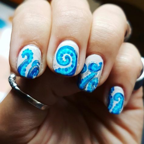 Octopus kraken nail art Kraken Nails, Octopus Nail Art, Octopus Nails, Hockey Nails, Popular Nail Designs, Nail Idea, Style Goals, Nails Summer, Art Nails