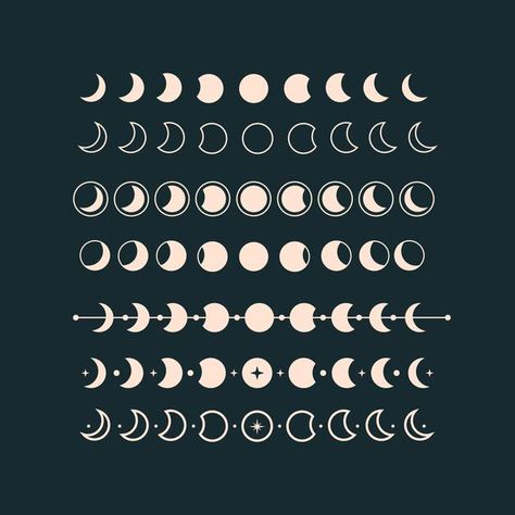 Phase Of The Moon, Moon Set, Mystical Moon, Moon Setting, Lunar Cycle, Mirror Art, Icon Pack, Moon Phases, Drawing Reference