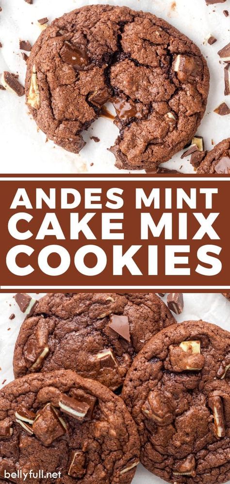 Andes Mint Cake Mix Cookies, Andies Mint Cookies, Mint Cake Mix Cookies, Andes Mint Cake, Crinkle Cookies Cake Mix, Andes Mint Cookies, Brownie Mix Cookies, Cafe Recipes, Mint Chocolate Cake