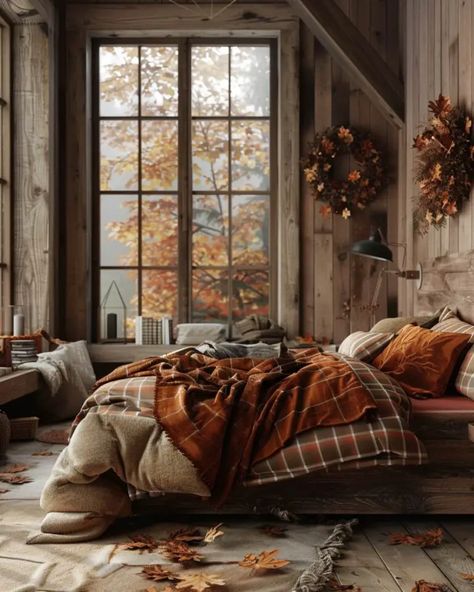 41 Autumn Decor Ideas Bedroom - Home Soils Dark Autumn Bedroom, Autumn Bedroom Aesthetic, Autumn Bedroom Ideas, Cosy Homes, Fall Bedroom Aesthetic, Autumn Bedroom, Autumn Decor Ideas, Interior Redesign, Fall Decor Bedroom