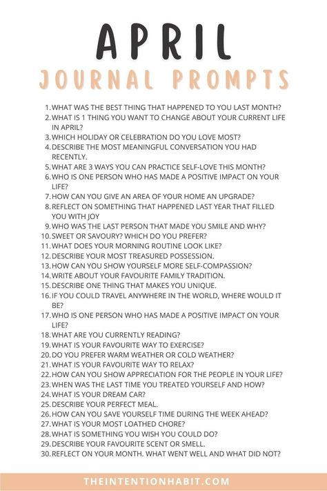 April 2024 Journal Prompts, April Journal Prompts For Kids, April Journal Ideas Writing Prompts, Goals For April 2024, Goals For April, April Prompts 2024, April Journal Prompts 2024, 2024 Monthly Journal Prompts, April Goals Ideas