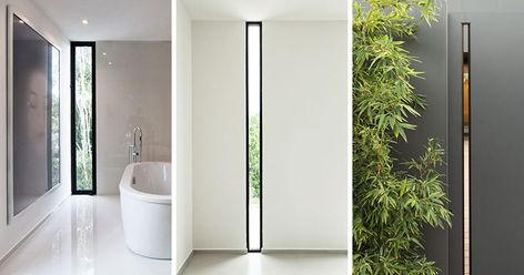 Window Style Ideas - Narrow Vertical Windows Narrow Vertical Windows, Vertical Windows, Black Window Frames, Shaped Windows, Door Manufacturer, Bathroom Windows, Modern Windows, Windows Exterior, Hus Inspiration