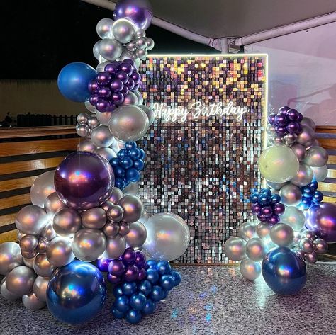 Events Backdrop, Galaxy Wedding, Balloons Decor, Birthday Decorations At Home, Disco Party Decorations, Gate Decoration, Cute Birthday Ideas, Silver Birthday, 1st Birthday Decorations