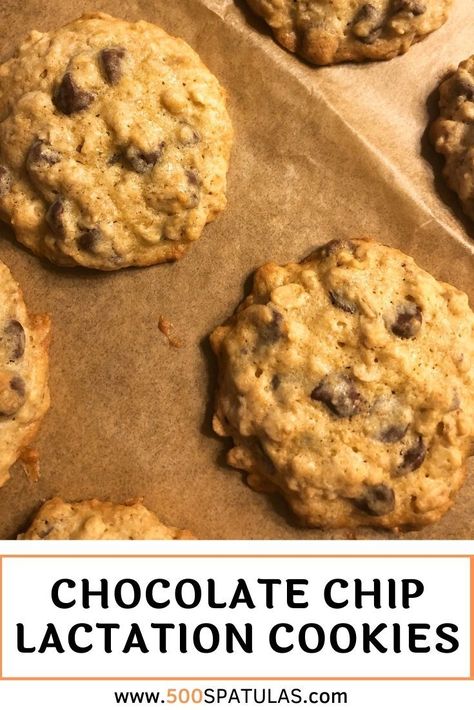 These Chocolate Chip Lactation Cookies are delicious and are loaded up with great ingredients to support a healthy supply. #500spatulas #breastfeeding #nursingmama Chocolate Chip Lactation Cookies, Lactation Bars, Oatmeal Chocolate Chip, Lactation Cookies, Oatmeal Chocolate, Chewy Chocolate Chip, Chocolate Chip Oatmeal, Vegan Dessert Recipes, Spatulas